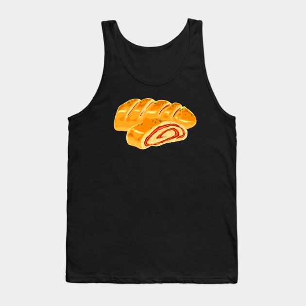 Drawing of a pizza Stromboli Tank Top by Modern Medieval Design